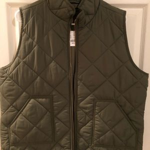 J Crew quilted vest in olive green